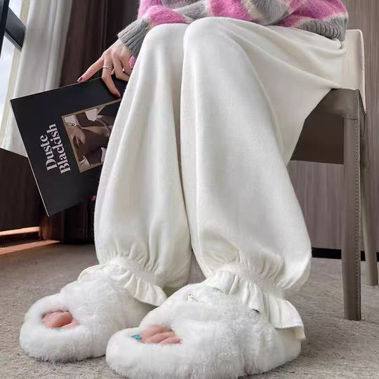 Damen bequeme Palazzohose aus glänzendem Material R&B