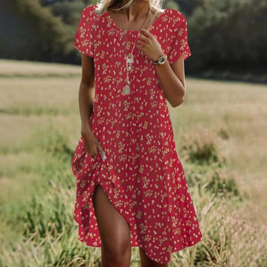Damen Freizeitkleid mit asymmetrischem Saum und Taschen R&B