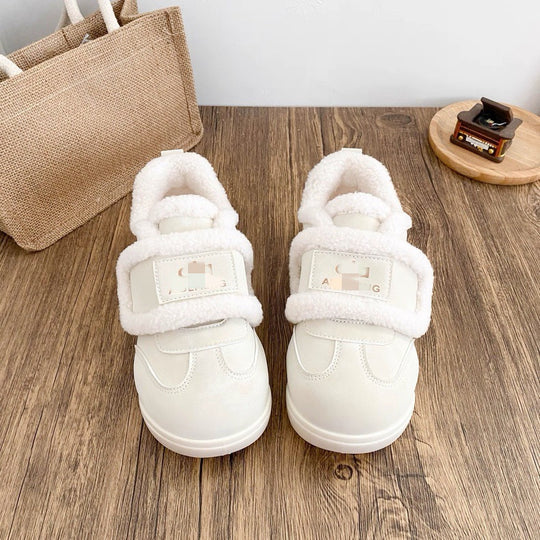 Damen warme Sneaker mit flauschigem Innenfutter und praktischem Klettverschluss R&B