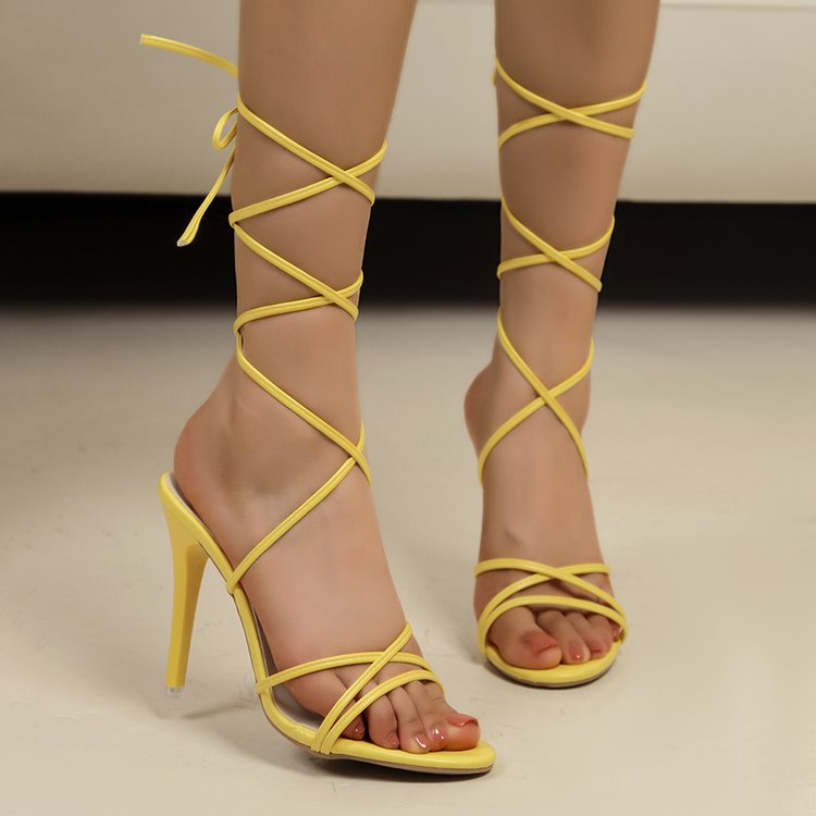 Damen elegante Schnürsandalen mit hohem Absatz R&B