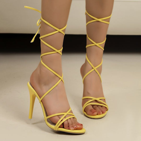 Damen elegante Schnürsandalen mit hohem Absatz R&B