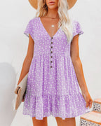 Damen Sommerkleid mit floralen Mustern und Knopfdetails R&B