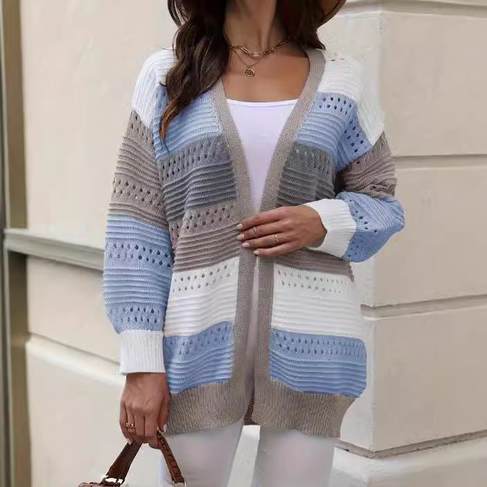 Damen modische Strickjacke mit einzigartigem Muster und lässigem Schnitt R&B
