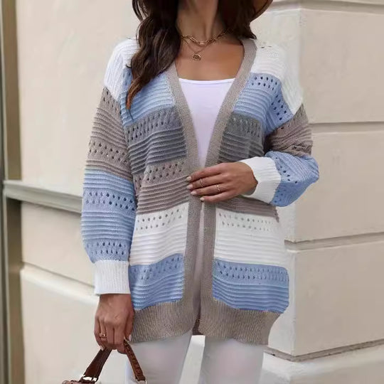 Damen modische Strickjacke mit einzigartigem Muster und lässigem Schnitt R&B