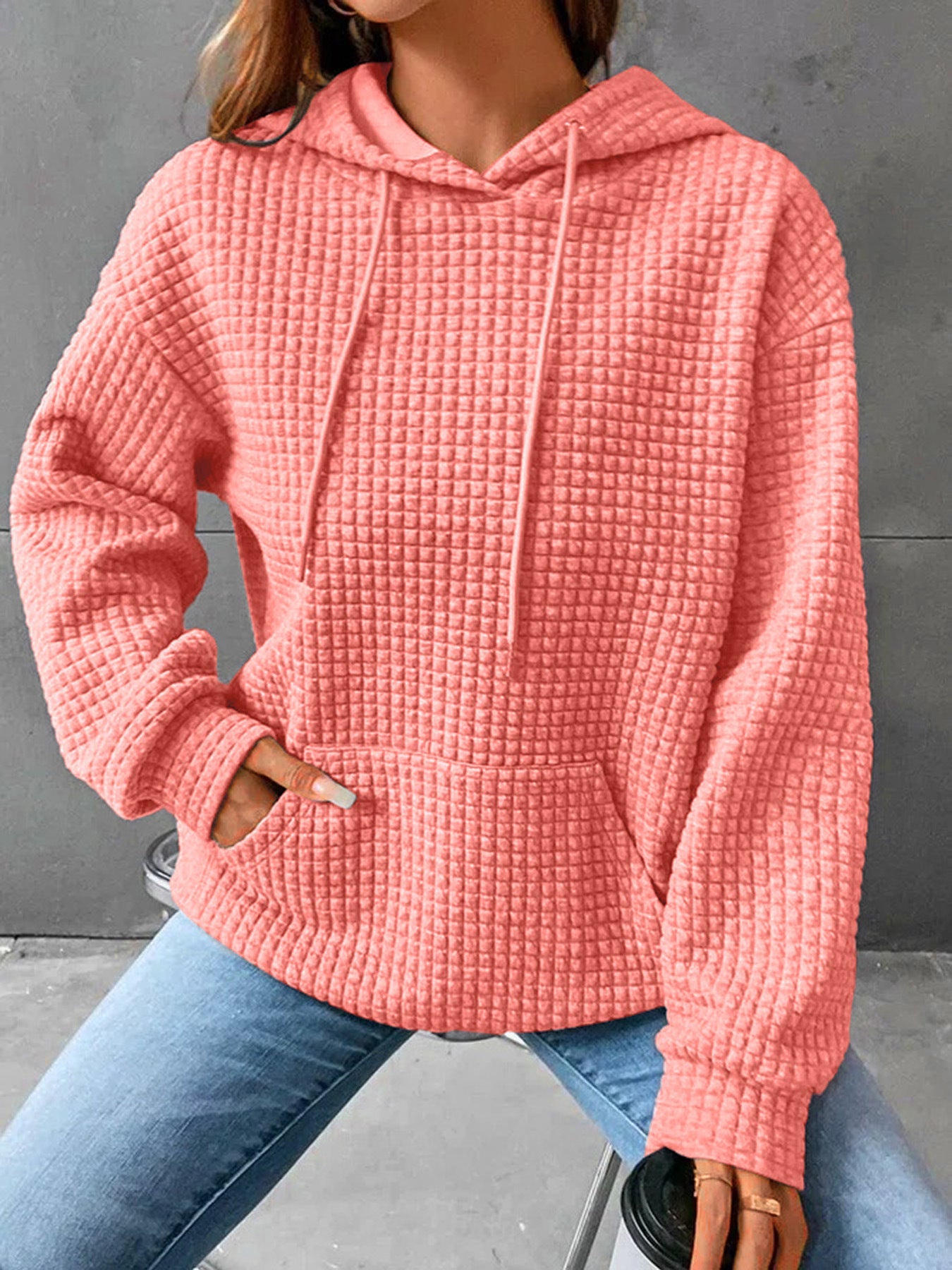 Damen Kapuzensweatshirt mit strukturiertem Design R&B