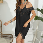 Damen luftiges Strandkleid mit fransigen Details R&B 1779788129