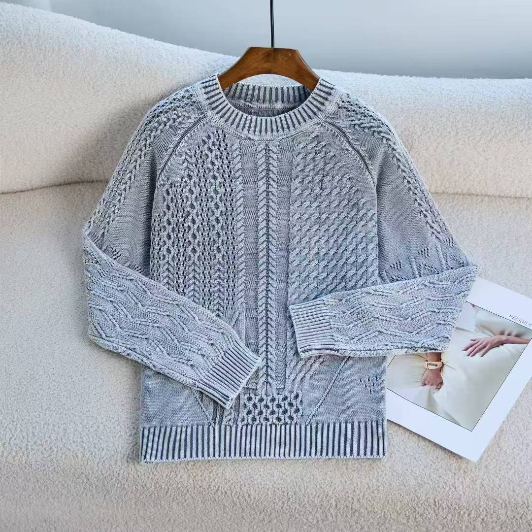 Damen Eleganter Grobstrickpullover mit kunstvollem Design R&B