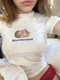 Damen T-Shirt mit künstlerischem Katzenmotiv R&B