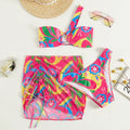 Damen Bandeau-Bikini-Set mit verstellbarem Rüschensarong