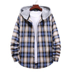 Herren Karohemdjacke mit Kapuze und großzügigen Taschen