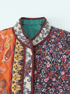Damen gesteppte Patchworkjacke mit floralem Design und praktischen Taschen R&B