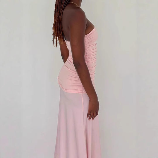 Damen Figurbetontes Maxikleid mit schulterfreiem Design und seitlichem Schlitz R&B