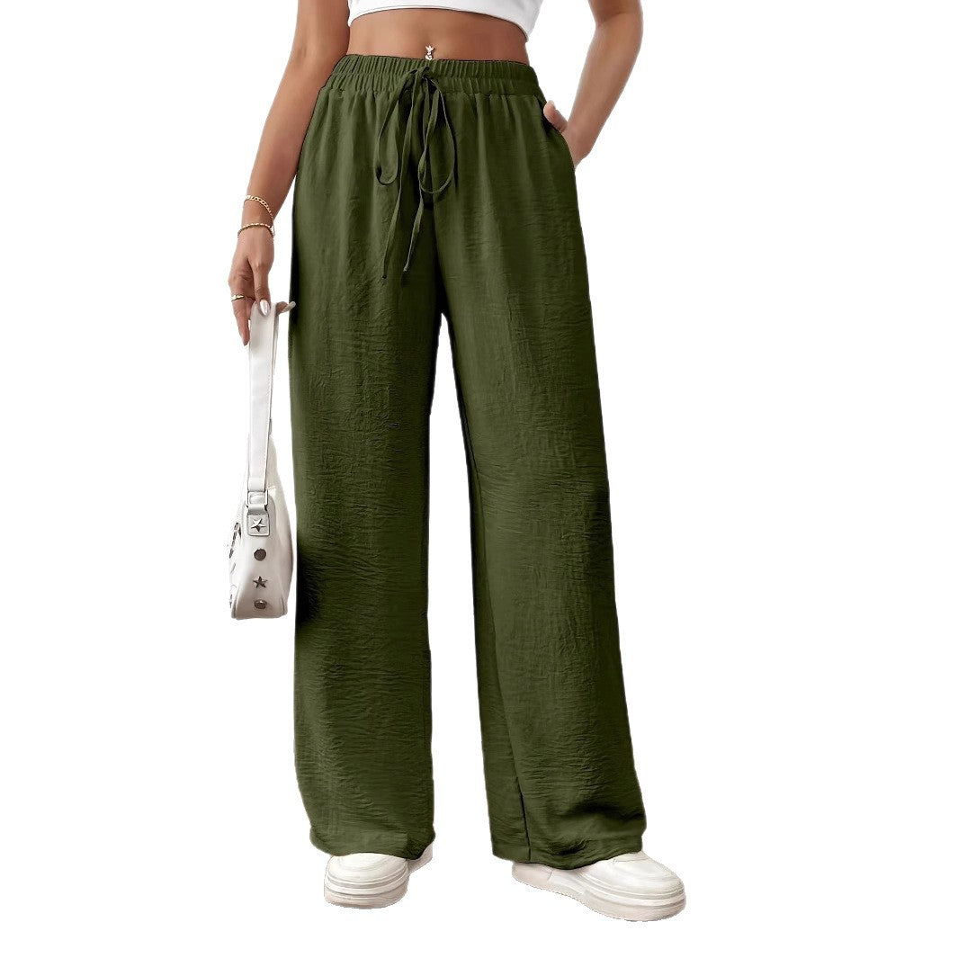Damen Sommerliche Palazzo-Hose mit elastischem Bund und Bindegürtel R&B