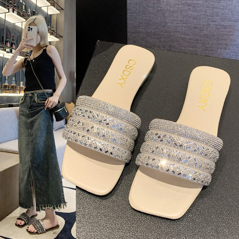 Damen Strass verzierten Hausschuhe R&B