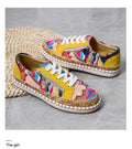 Damen Modische Sneaker mit buntem Muster und hochwertigem Korkrand