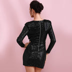 Damen Glitzerndes Party-Kleid mit raffiniertem Wickeldesign R&B