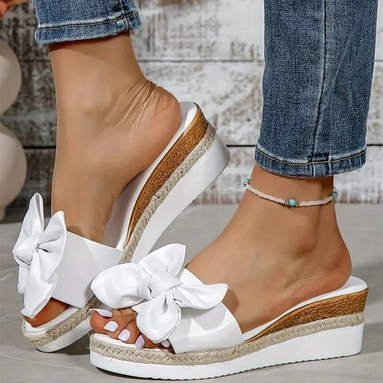 Damen Wedge-Sandaletten mit dekorativem Schleifendetail R&B