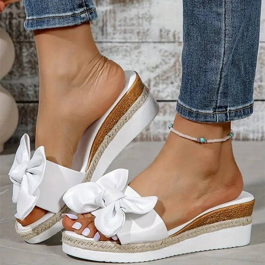 Damen Wedge-Sandaletten mit dekorativem Schleifendetail R&B