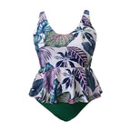 Damen Tankini mit floralem Peplum-Oberteil und figurformendem Höschen R&B