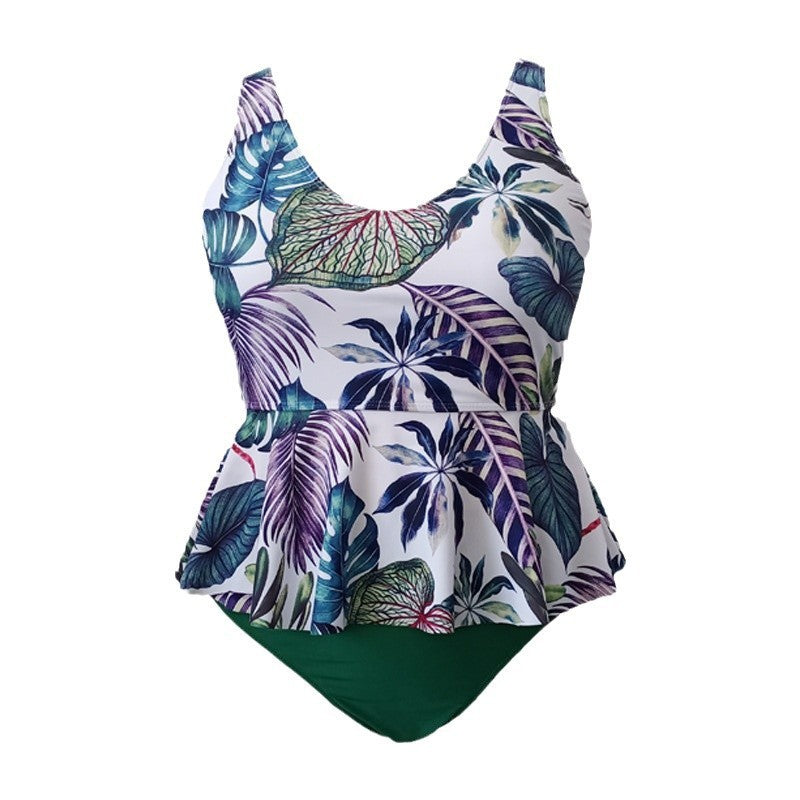 Damen Tankini mit floralem Peplum-Oberteil und figurformendem Höschen R&B