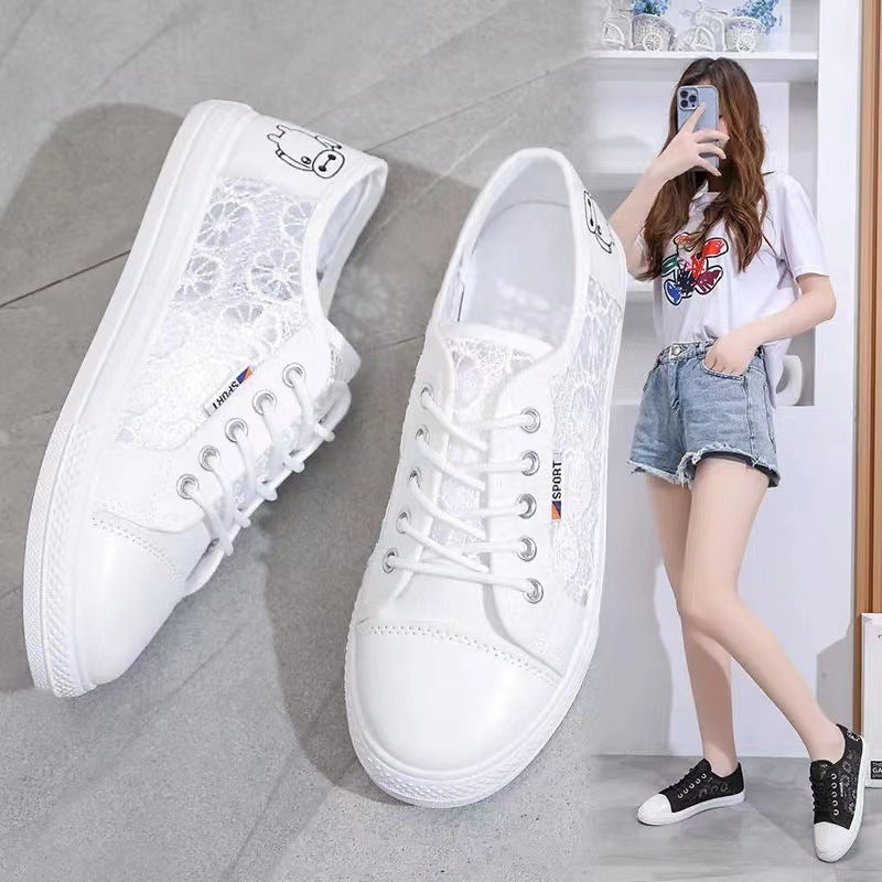 Damen modische Sneaker mit elegantem Spitzendesign und atmungsaktiver Spitzenstruktur R&B