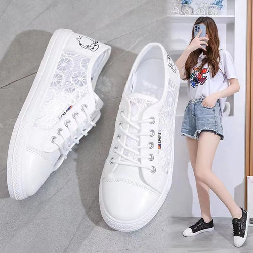 Damen modische Sneaker mit elegantem Spitzendesign und atmungsaktiver Spitzenstruktur R&B