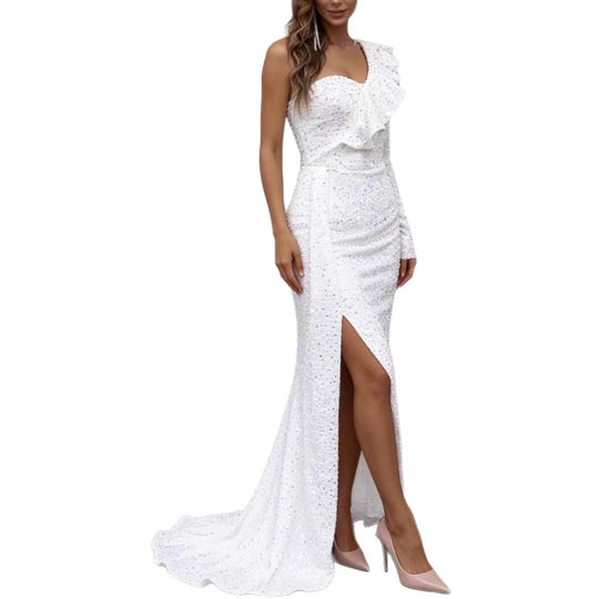 Damen Glamouröses Abendkleid mit asymmetrischem Cut und funkelnden Pailletten R&B