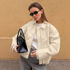 Damen Oversized Utility-Jacke mit modernem Zip-Design R&B