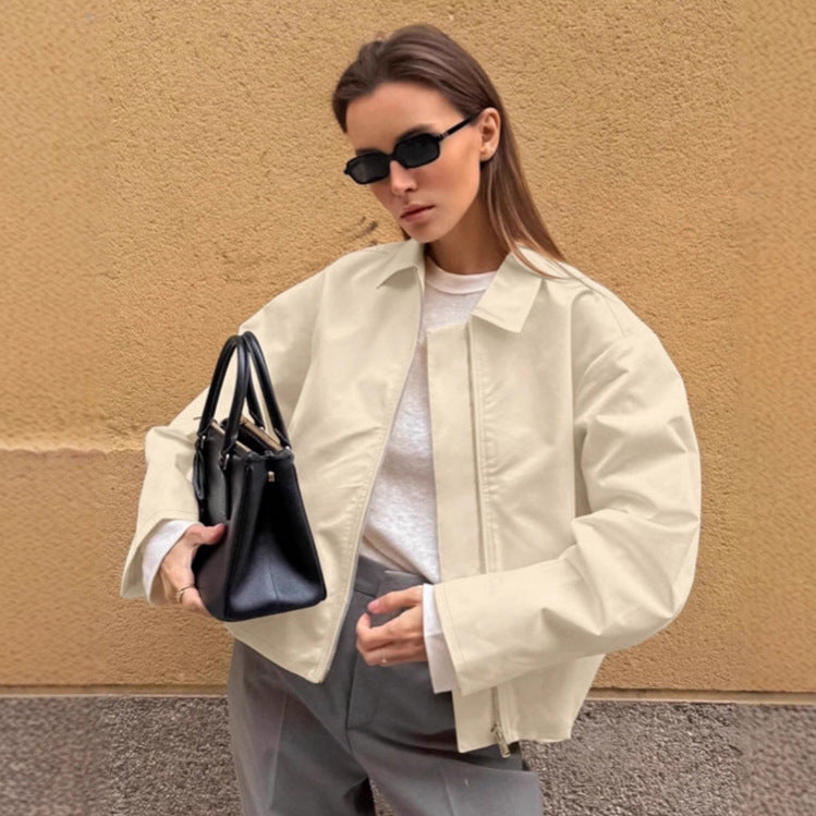 Damen Oversized Utility-Jacke mit modernem Zip-Design R&B