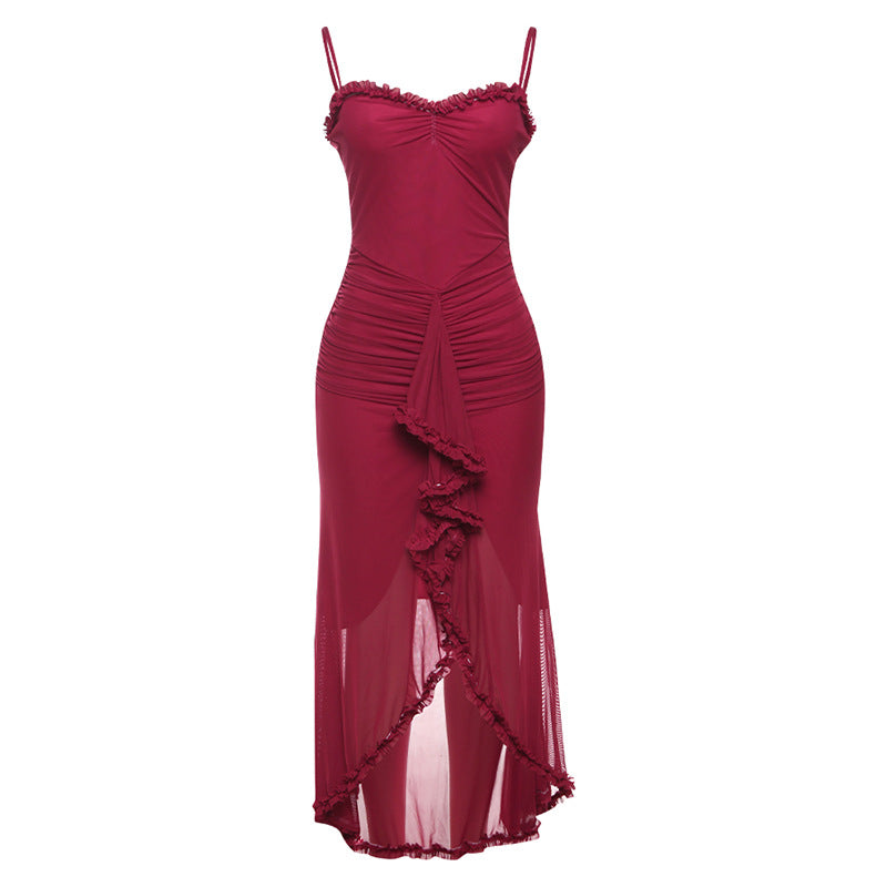 Damen Elegantes Wickelkleid mit Rüschendetails und figurbetontem Schnitt R&B