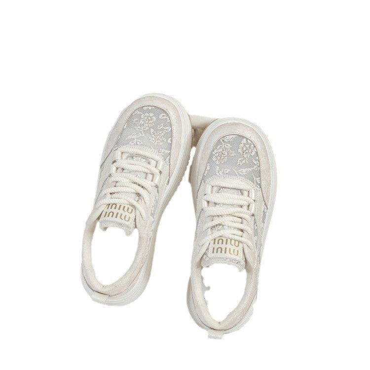 Damen Sneakers mit filigranem Blumenmotiv und gepolsterter Sohle R&B