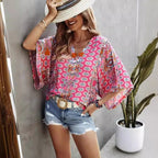 Damen Tunika mit floralem Muster und seitlichen Schlitzen R&B
