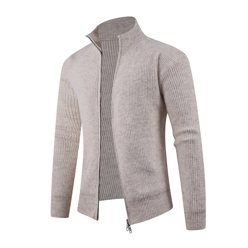 Herren Strickpullover mit hohem Kragen und dekorativem Reißverschluss R&B