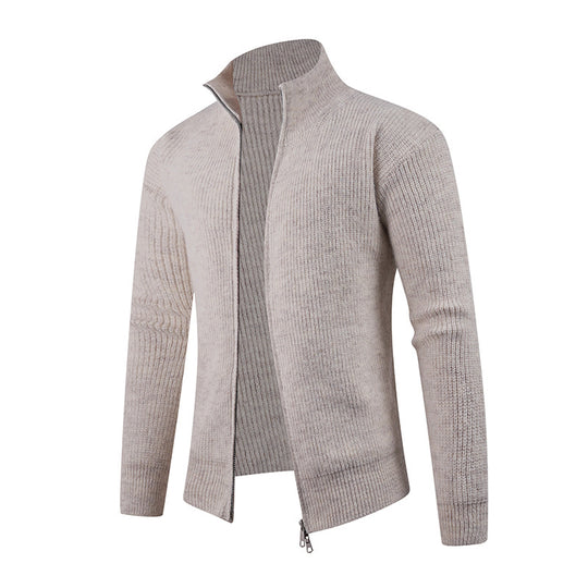 Herren Strickpullover mit hohem Kragen und dekorativem Reißverschluss R&B