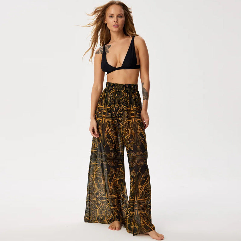 Damen Leggings aus luftiger, transparenter Stoffqualität mit exotischem Muster R&B