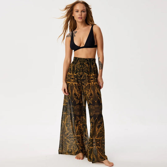 Damen Leggings aus luftiger, transparenter Stoffqualität mit exotischem Muster R&B