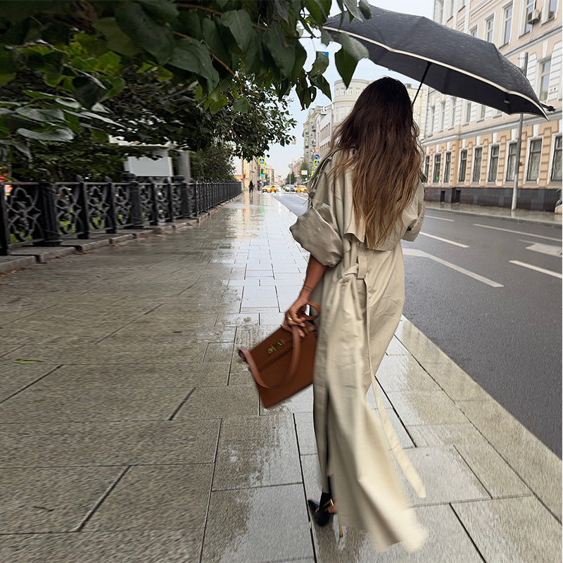 Damen Eleganter Trenchcoat mit offenen Ärmeln und modernem Schnitt R&B