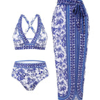 Damen eleganter Einteiler Badeanzug mit passendem Wickelrock R&B