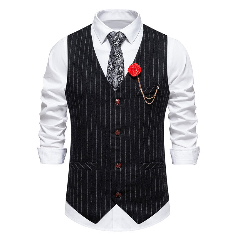 Herren elegante Anzugweste mit feinen Streifen und praktischen Taschen