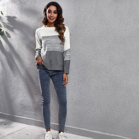 Damen Grobstrickpullover mit modernem Streifendesign und komfortablem Schnitt R&B