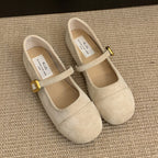 Damen Ballerinas mit modischem Riemchen und goldener Schnalle R&B