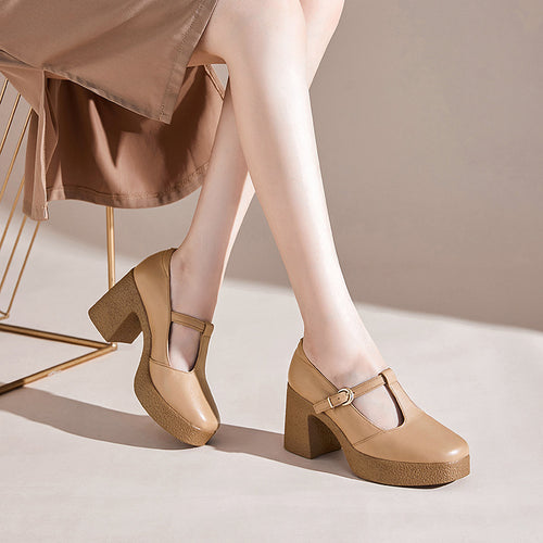 Damen Mary Jane Pumps mit komfortablem Blockabsatz und verstellbarem Riemen R&B