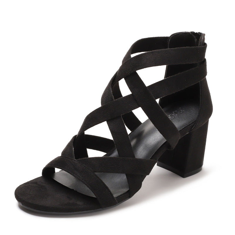Damen Sandalen mit stylischem Kreuzriemen und komfortablem Blockabsatz R&B