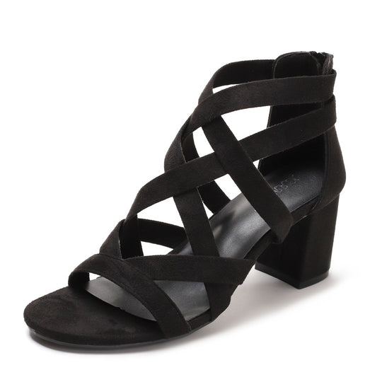 Damen Sandalen mit stylischem Kreuzriemen und komfortablem Blockabsatz R&B