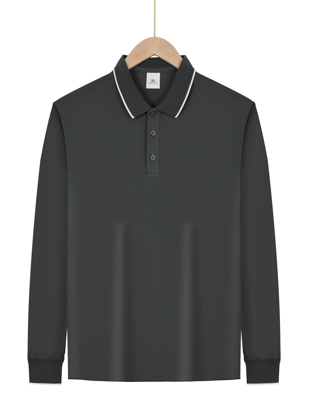 Herren nan langärmeliges Piqué-Poloshirt mit Kontrastpaspel am Kragen und Bündchen R&B