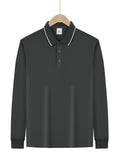 Herren nan langärmeliges Piqué-Poloshirt mit Kontrastpaspel am Kragen und Bündchen R&B