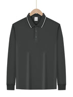 Herren nan langärmeliges Piqué-Poloshirt mit Kontrastpaspel am Kragen und Bündchen R&B