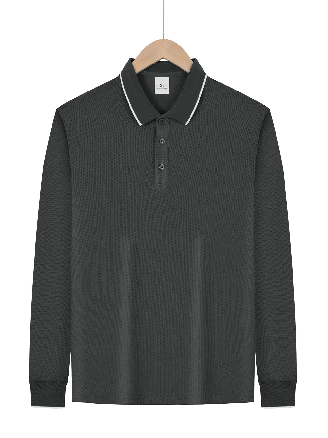 Herren nan langärmeliges Piqué-Poloshirt mit Kontrastpaspel am Kragen und Bündchen R&B