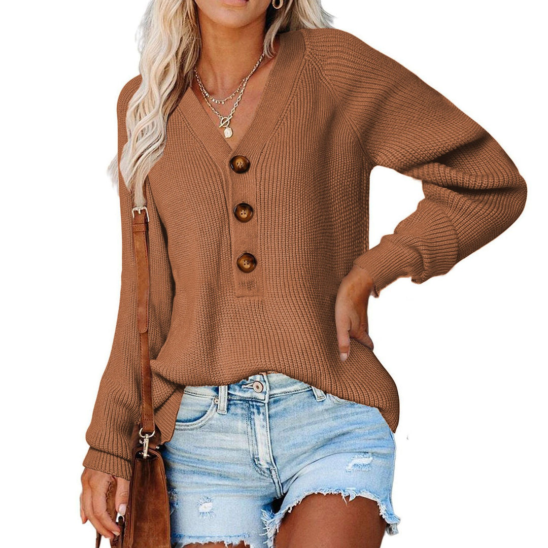 Damen Strickpullover mit vorderem Knopfverschluss und lässigem Schnitt R&B