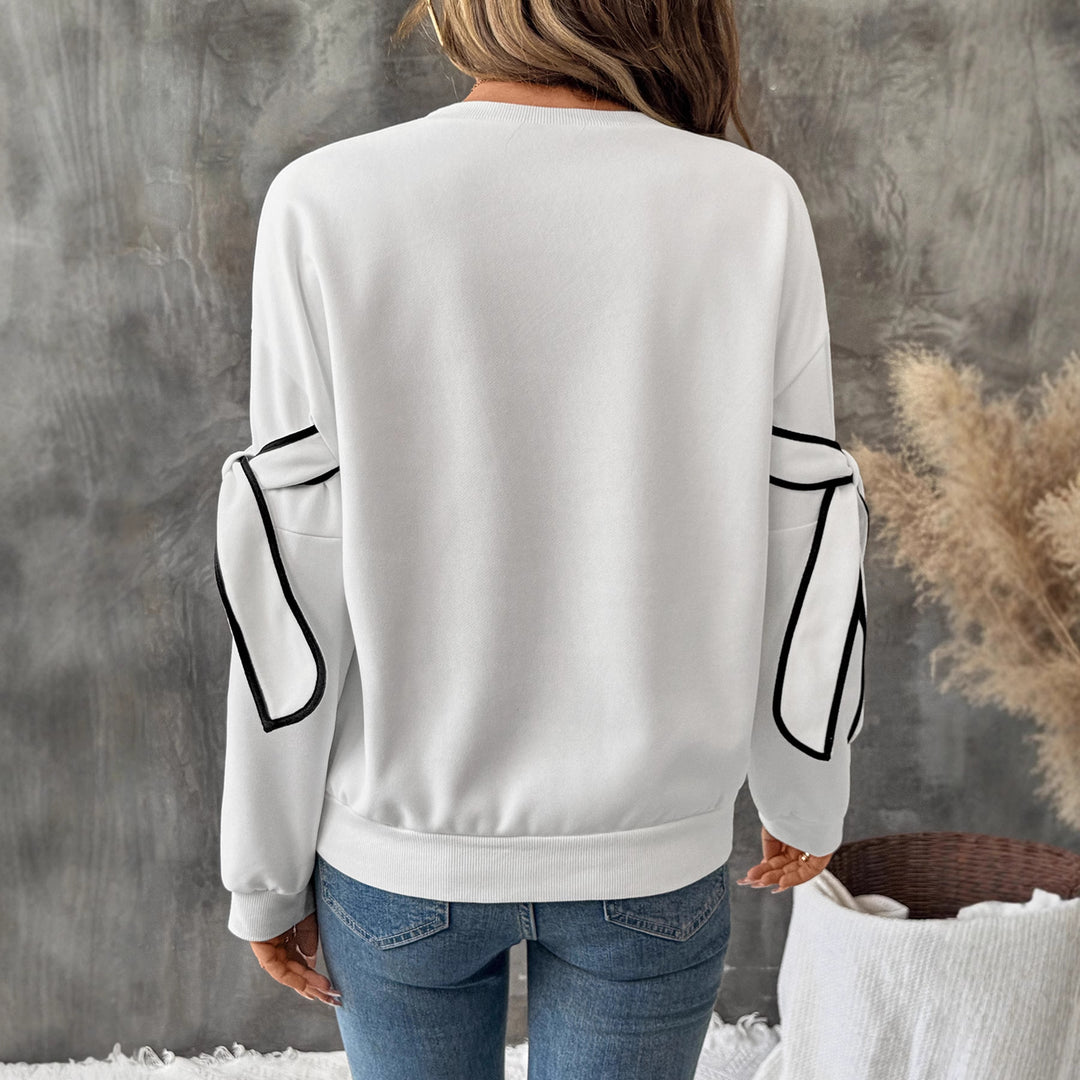 Damen sportliches Sweatshirt mit kontrastierenden Ärmeldetails R&B